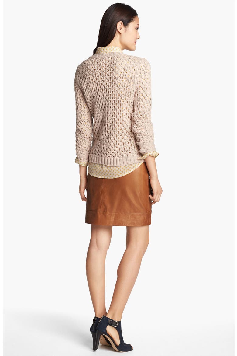 Zip Pocket Leather Skirt, Alternate, color, LUGGAGE