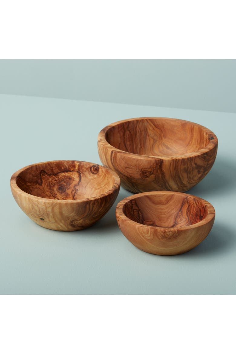 Olive Wood Nesting Bowls - Set of 3, Alternate, color, Olive