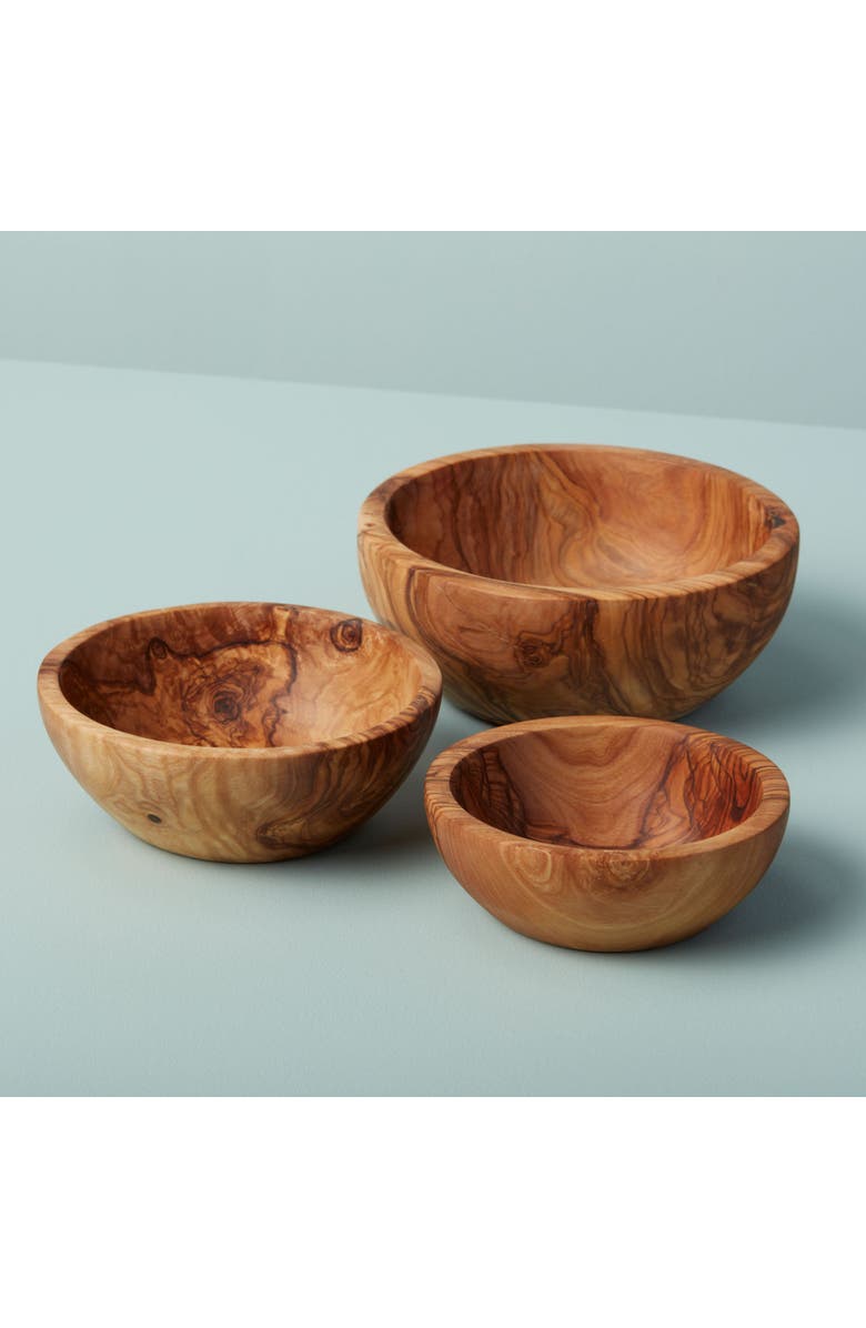 Be Home Olive Wood Nesting Bowls - Set of 3, Alternate, color, Olive