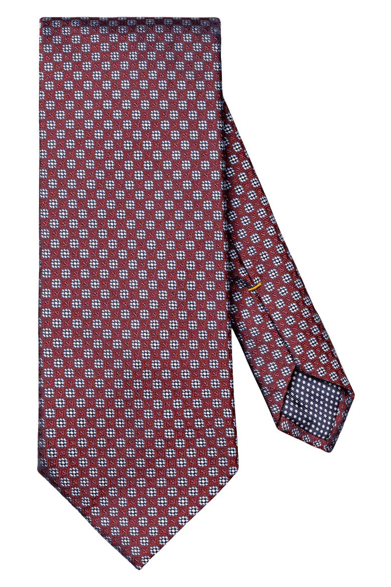 Micro Floral Silk Tie, Main, color, RED