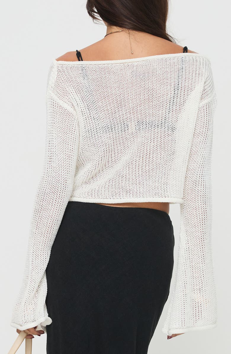 Princess Polly Cafe Pari Open Stitch Off the Shoulder Crop Sweater, Alternate, color, White