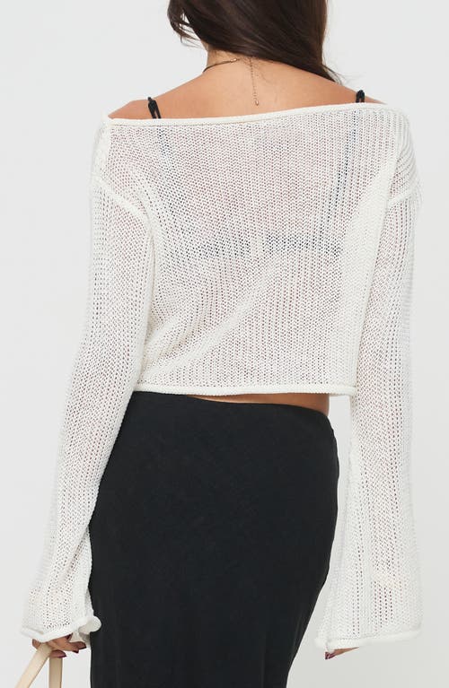 Princess Polly Cafe Pari Open Stitch Off The Shoulder Crop Sweater In White