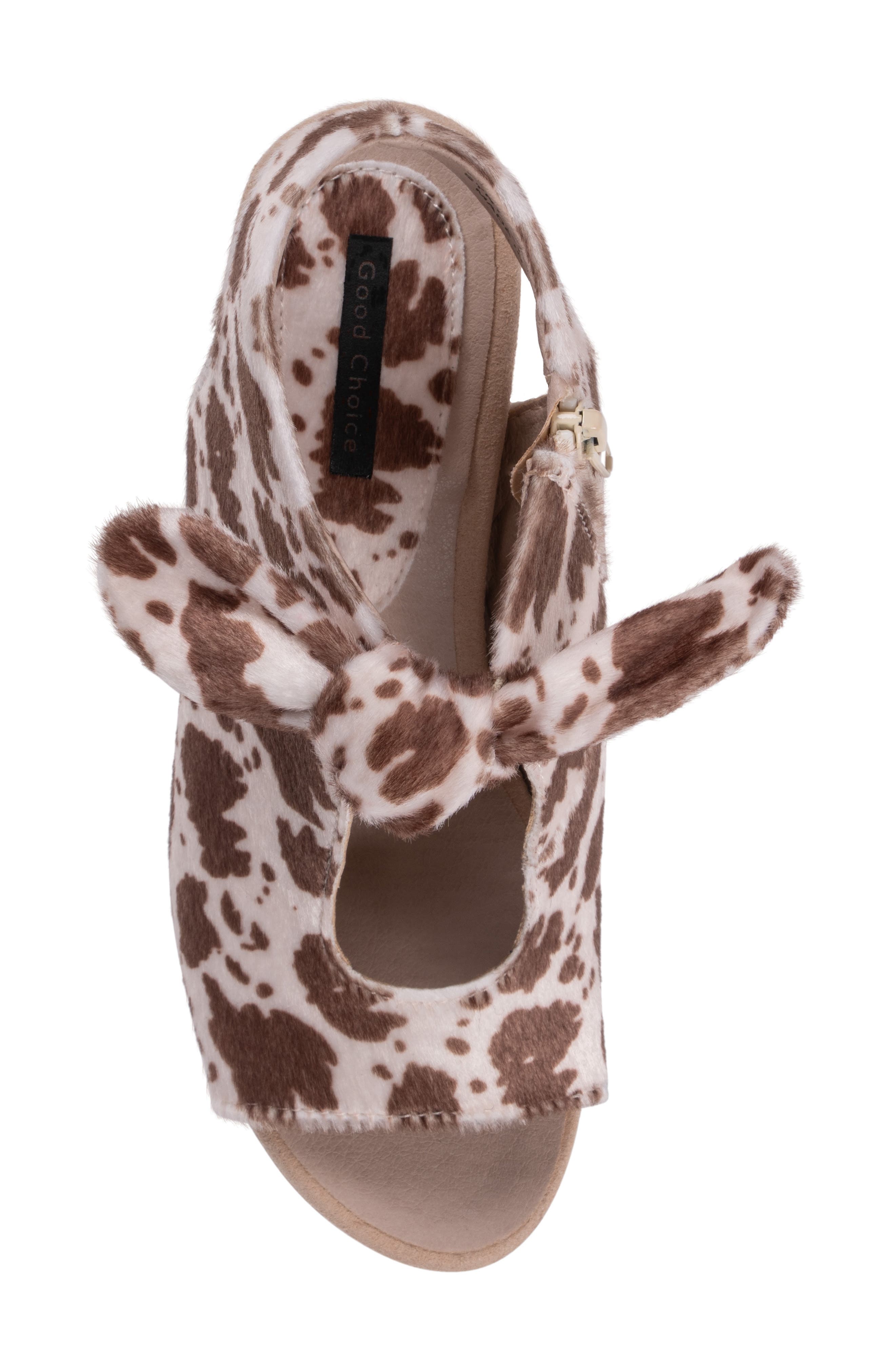 Kimora Bow Block Heel Bootie, Alternate, color, COW PRINT