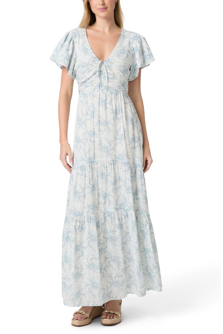 Kinga Floral Print Cotton Maxi Dress, Main, color, WHITE SURF