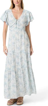 PAIGE Kinga Floral Print Cotton Maxi Dress
