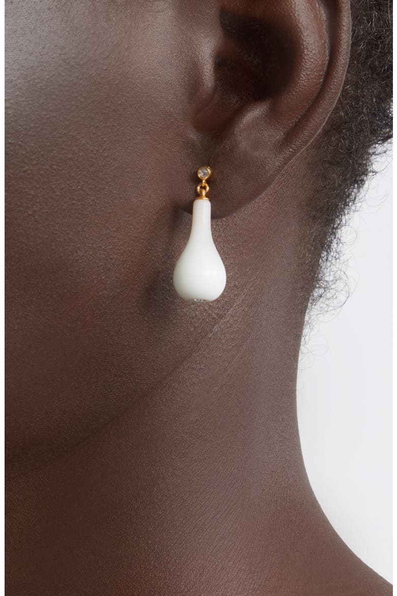 Stone Drop Earrings, Alternate, color, WHITE/ GOLD
