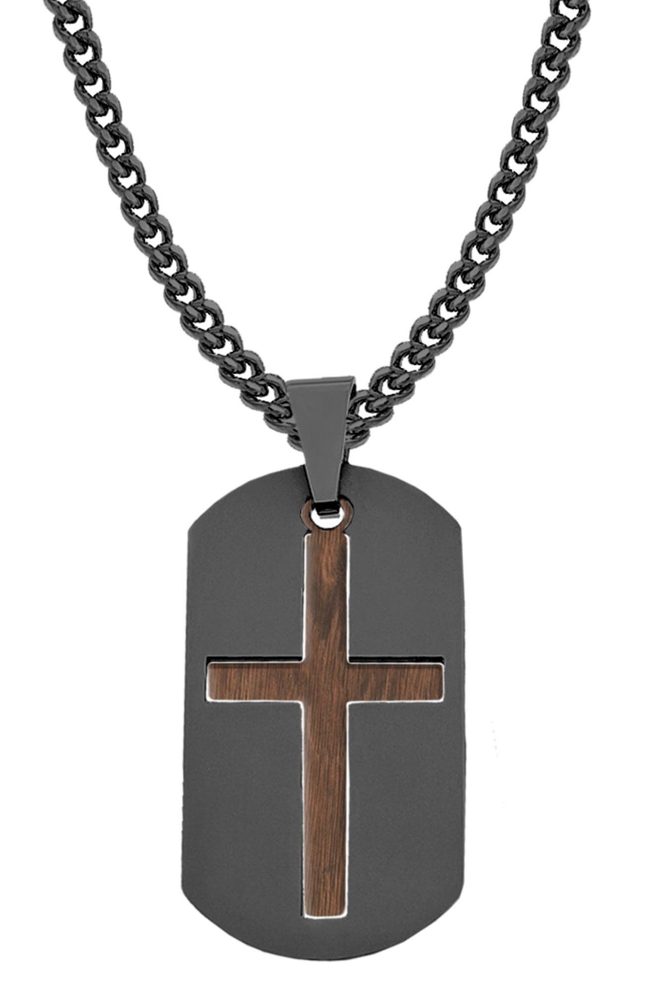AMERICAN EXCHANGE Cross Dog Tag Pendant Necklace