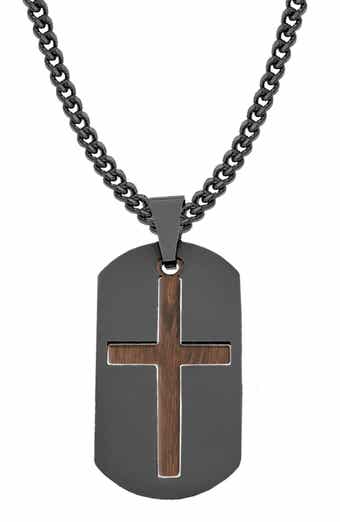 AMERICAN EXCHANGE Cross Dog Tag Pendant Necklace