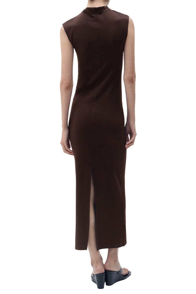 Curra Ruched Sleeveless Column Dress, Alternate, color, BROWN