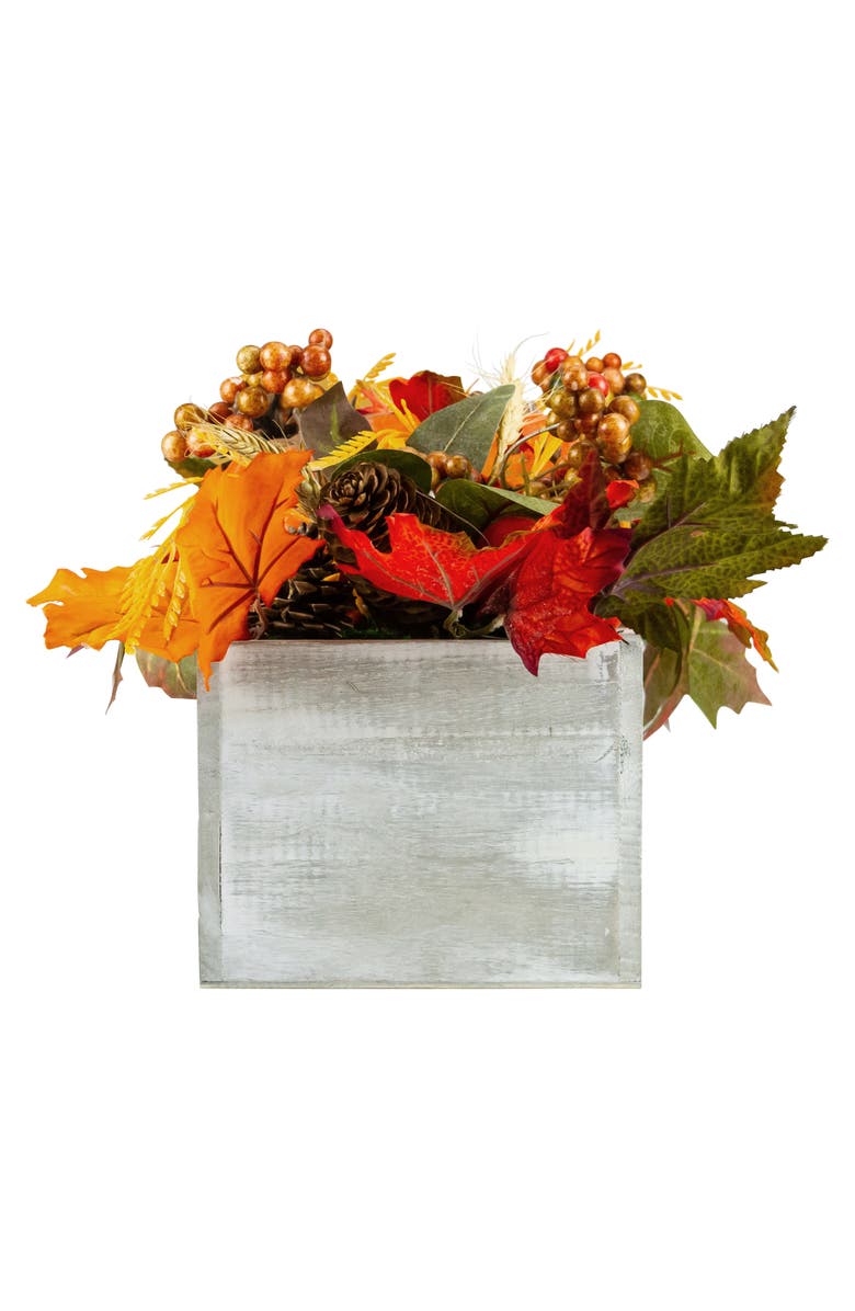 Northlight Pumpkins, Wheat and Pinecones 'Thankful' Wood Box Fall Harvest Centerpiece - 21", Alternate, color, Brown