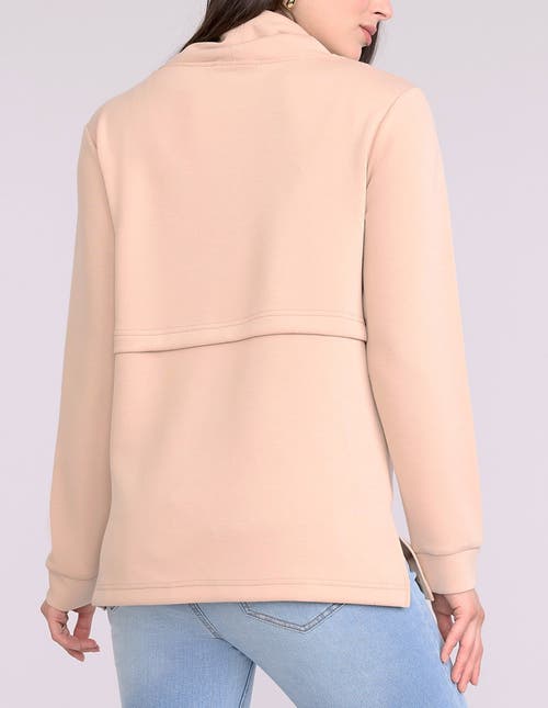 Motherhood Maternity Funnel Neck Pullover Nursing Sweatshirt In Neutral