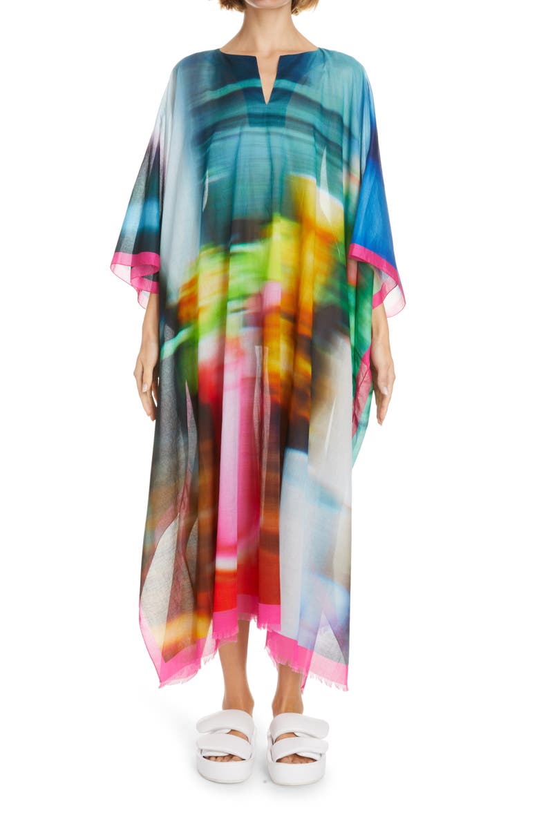 Dries Van Noten Cartland Abstract Print Cotton Kaftan Dress, Main, color,