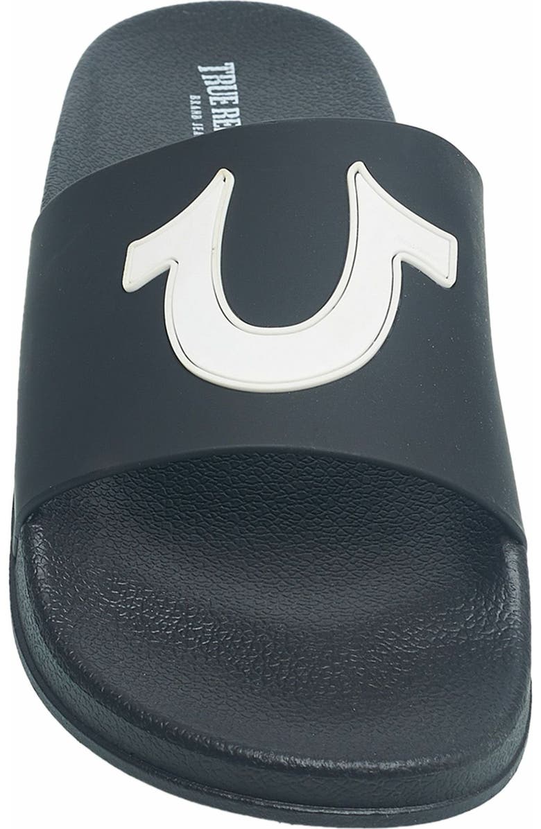 True Religion 112 Logo Slide, Alternate, color, Black