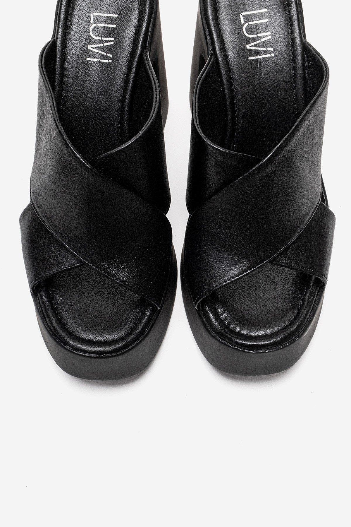 Forever & Always Shoes Essenza Leather Platform Block Heel Sandal, Alternate, color, Black