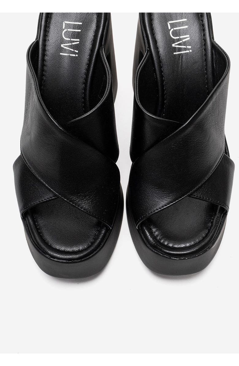 Forever & Always Shoes Essenza Leather Platform Block Heel Sandal, Alternate, color, Black