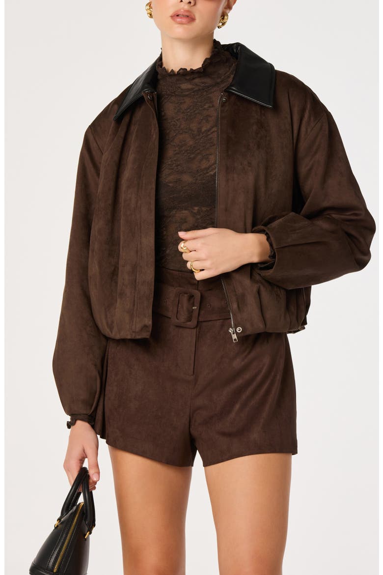 Raevin Faux Suede Jacket, Alternate, color, ESPRESSO
