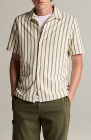 Vince Stripe Terry Cabana Stripe Button-Up Shirt