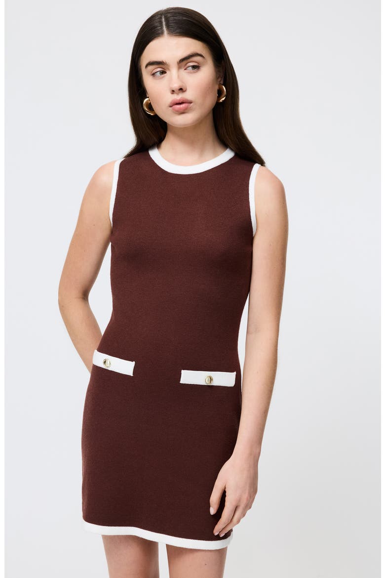 Ruthie Knit Minidress, Alternate, color, 21-CHOCOLATE-PORC CREAM