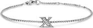 David Yurman Petite Pavé Initial Chain Bracelet in Sterling Silver with Diamonds