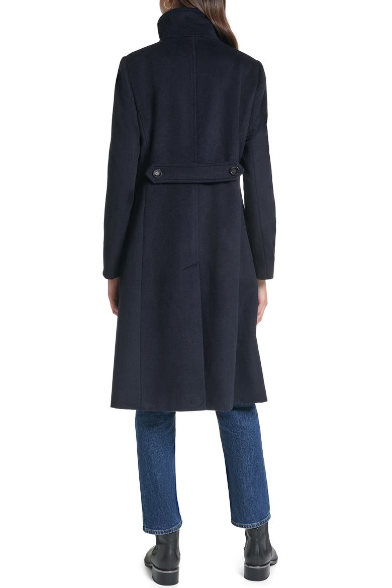 Stand Collar Wool Blend Coat, Alternate, color, MIDNIGHT