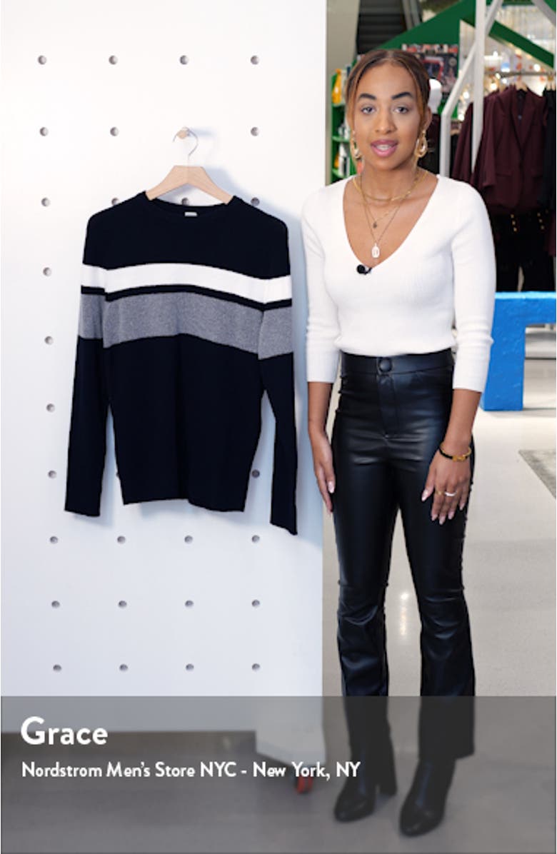 Slim Fit Stripe Cotton Blend Crewneck Sweater, sales video thumbnail