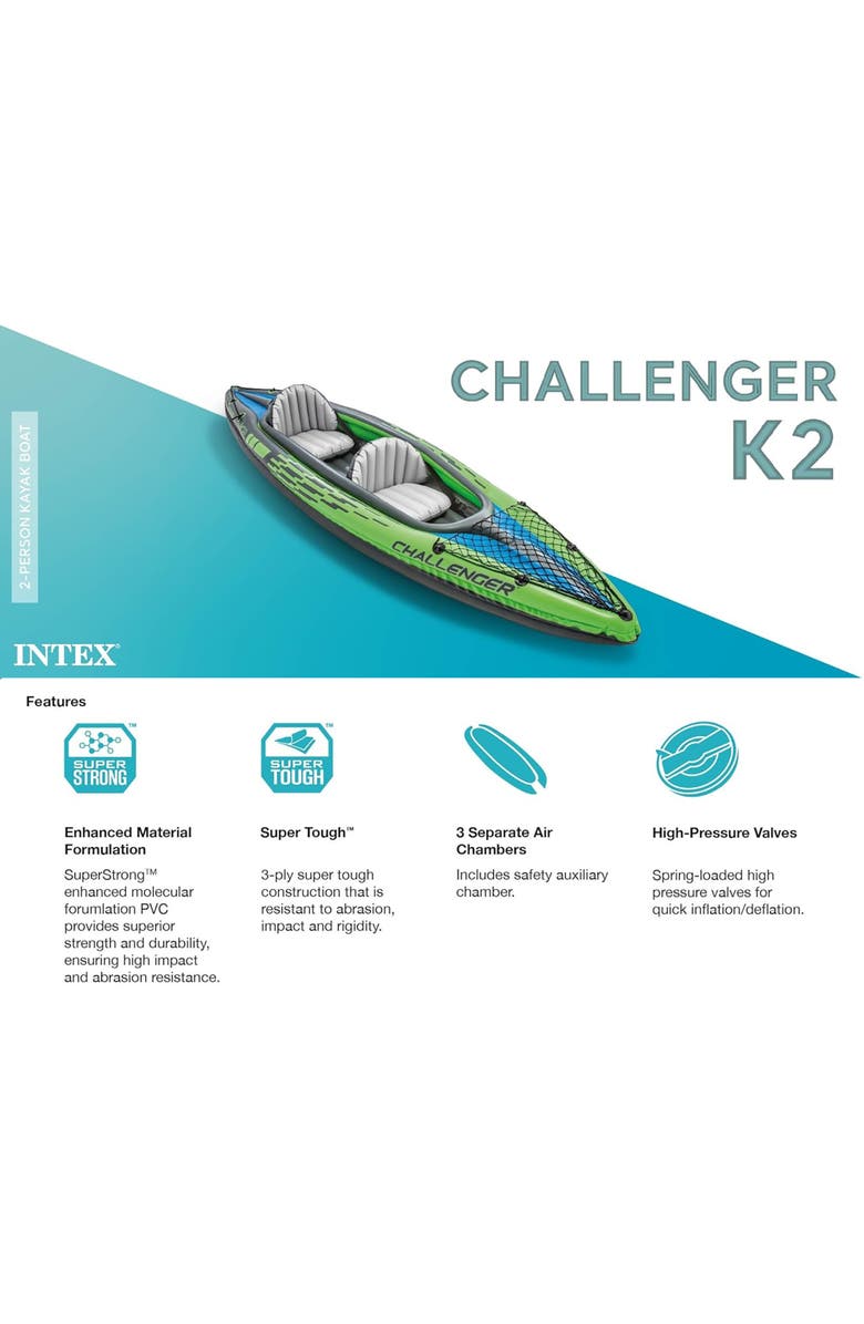 Intex Challenger K2, 2 Person 11.5 Foot Inflatable Kayak, Alternate, color, Multicolored