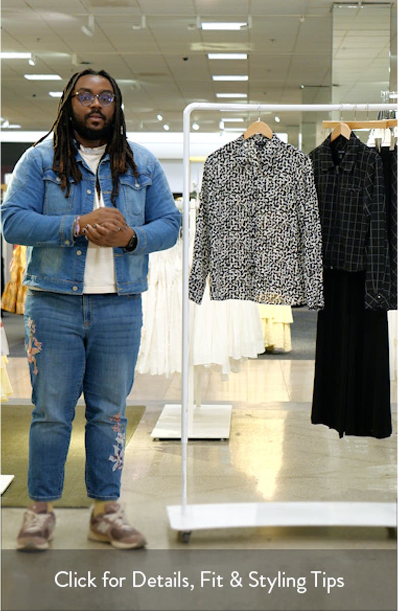 Geo Print Crepe Button-Up Shirt, sales video thumbnail