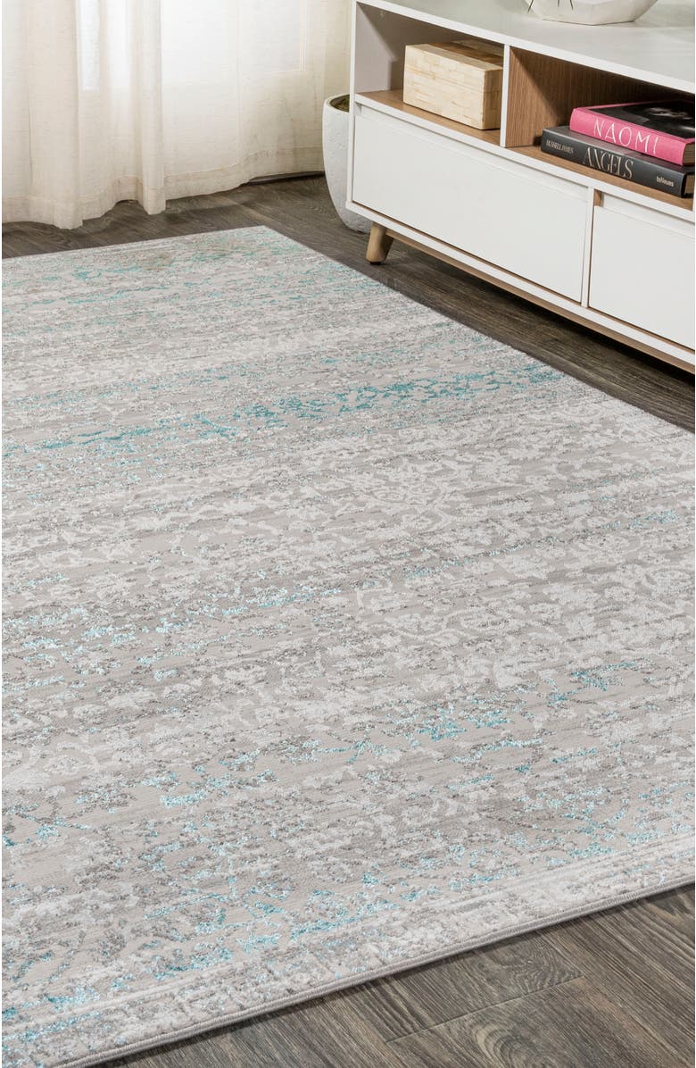 JONATHAN Y Tidal Modern Strie' Area Rug, Alternate, color, Gray/Turquoise