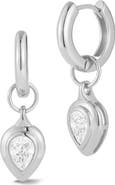 GLAZE JEWELRY Pear Cut Moissanite Drop Huggie Hoop Earrings