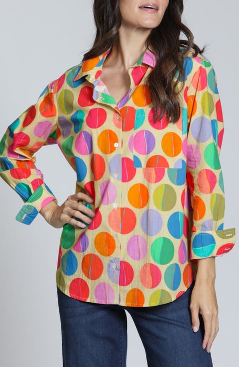 Print Cotton Button-Up Shirt