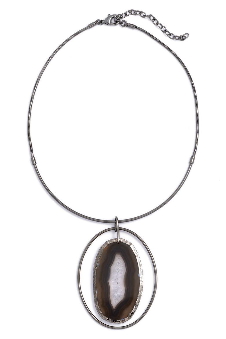 Agate Collar Necklace, Main, color, ONYX