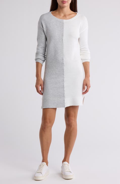 Split Decision Two Tone Sweater Dress