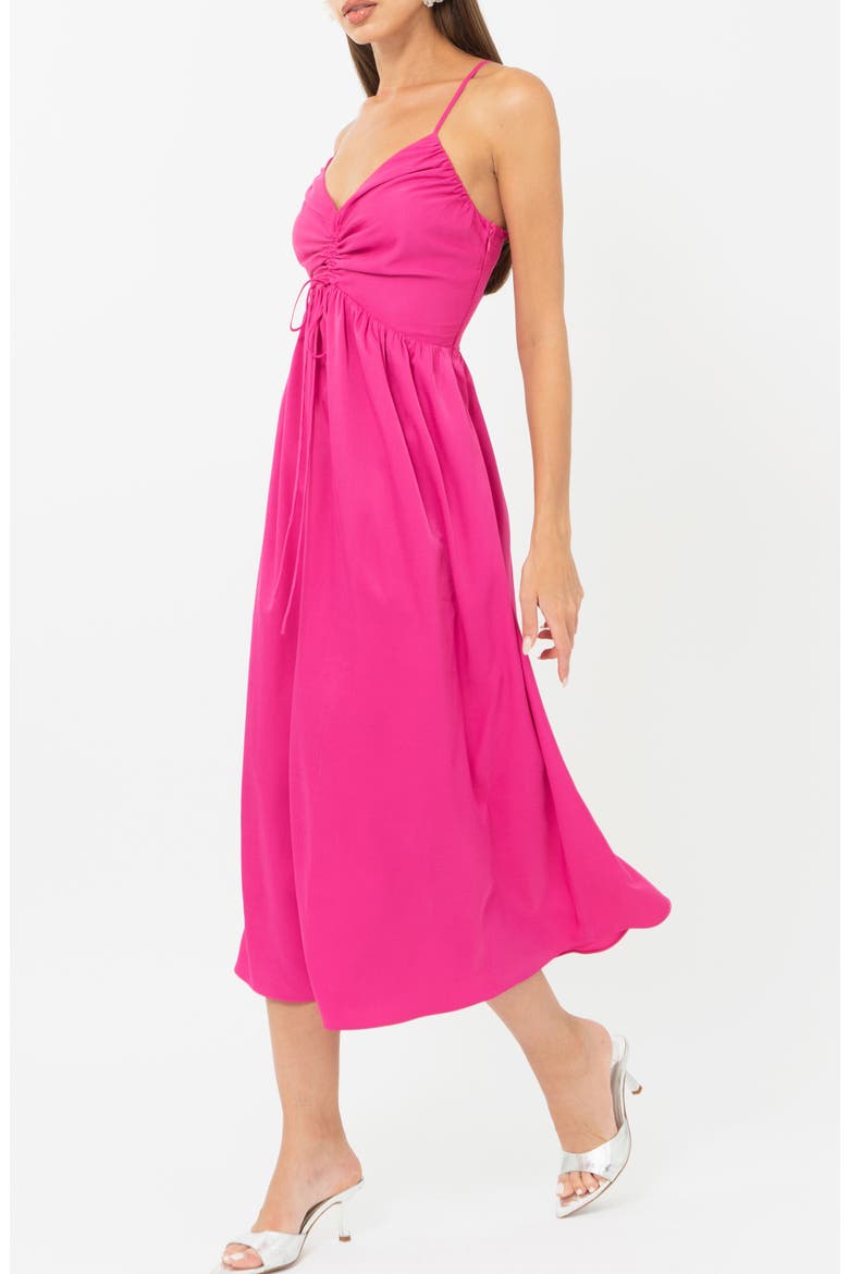 Elyse Ruched Midi Dress, Alternate, color, CABARET PINK