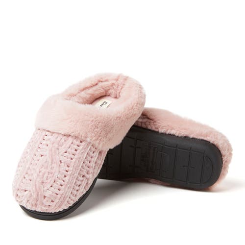 Dearfoams Womens Claire Cable Knit Chenille Clog House Shoe Slipper In Purple
