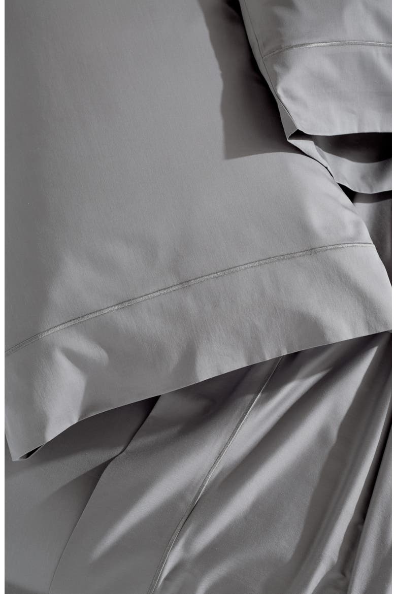Indulgence Cotton & Silk Flat Sheet, Alternate, color, GREY
