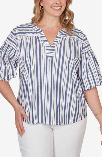 RUBY RD Stripe Cotton Poplin Top