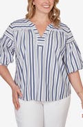 RUBY RD Stripe Cotton Poplin Top