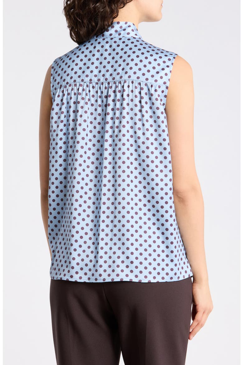 Tie Front Sleeveless Top, Alternate, color, LIGHT BLUE BROWN DOT