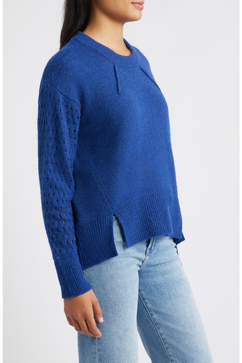 Open Stitch Sleeve Sweater, Alternate, color, TWILIGHT