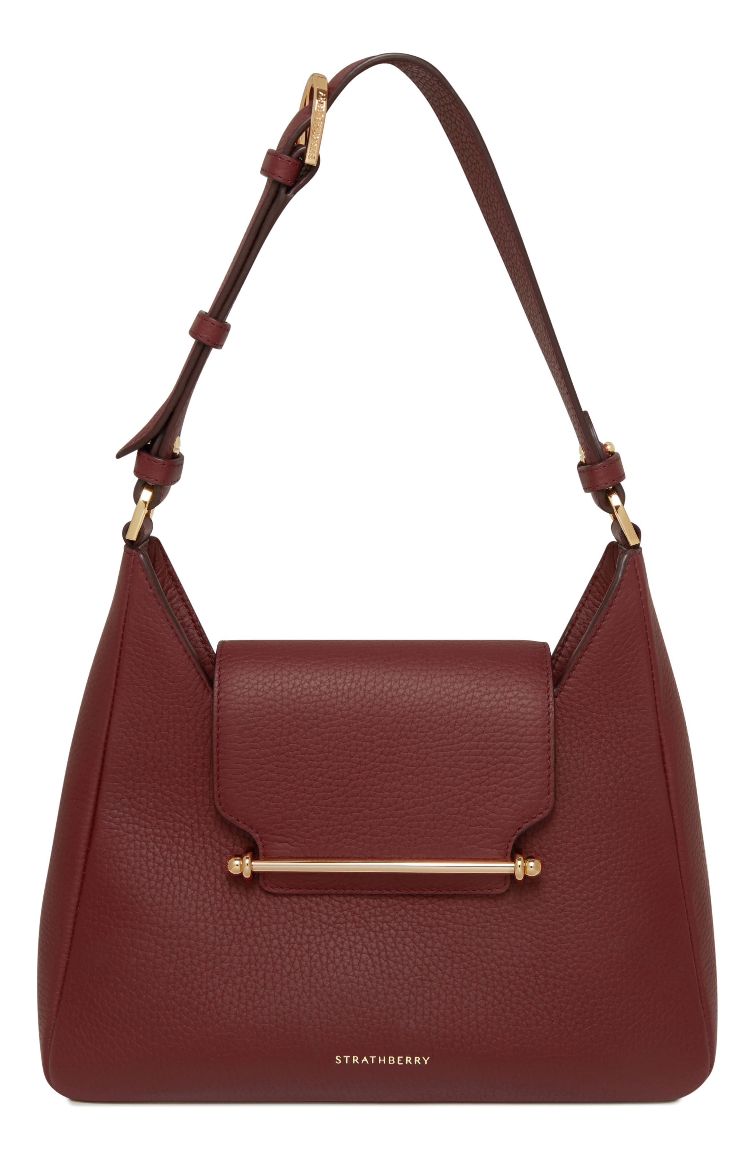 Strathberry Multrees Leather Hobo in Oxblood 