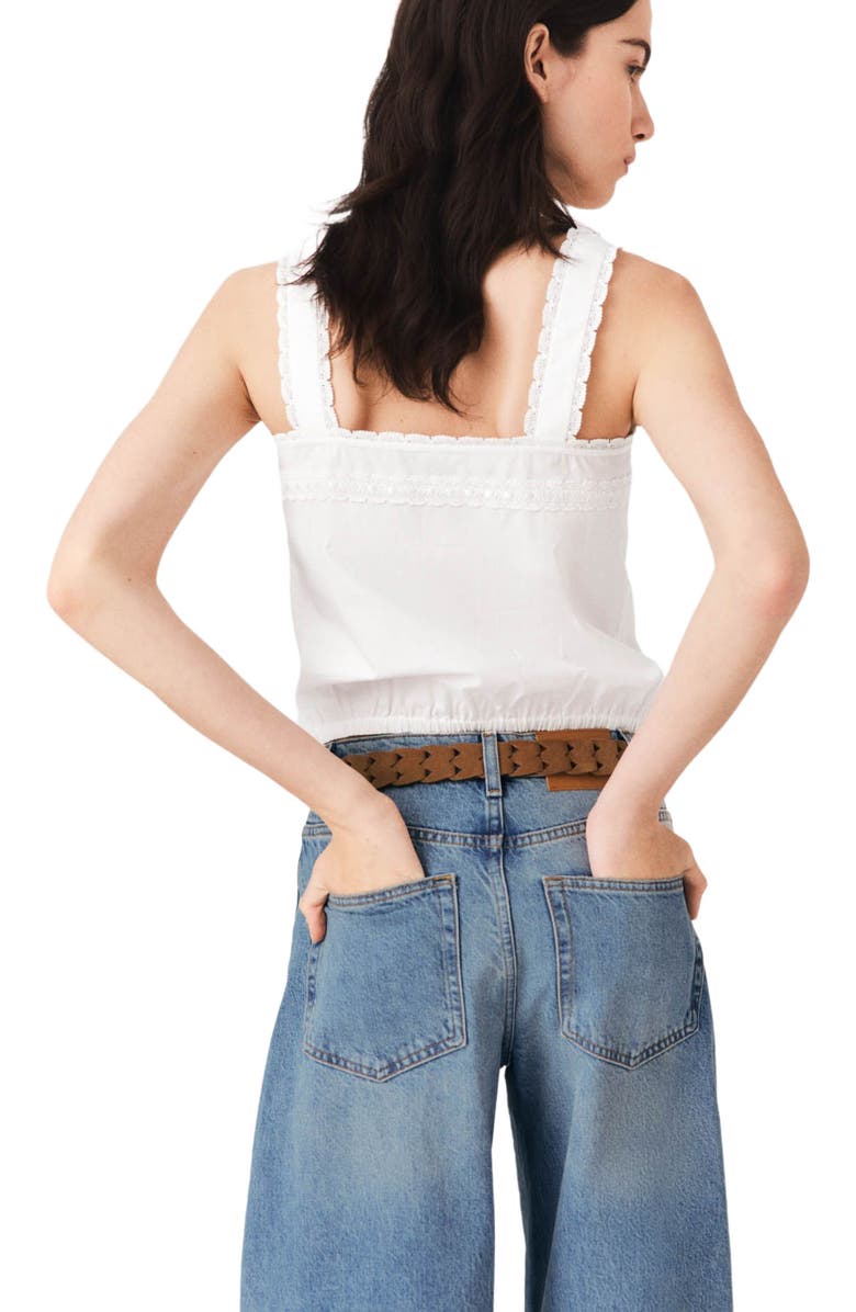 maje Crop top with lace trim, Alternate, color, White
