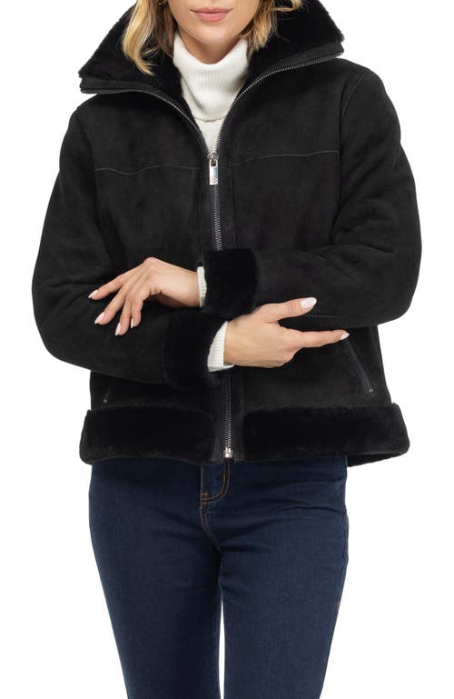 Gorski Merino Shearling Lamb Zip Jacket In Black