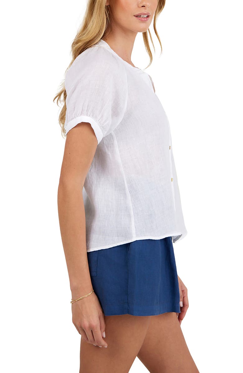 Bella Dahl Short Sleeve Linen Shirt, Alternate, color, White