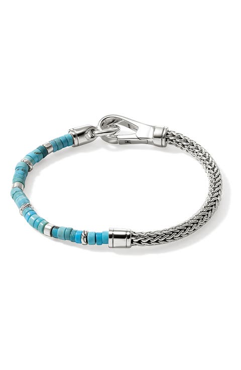 Heishi Chain Bracelet, Sterlings Silver, Turquoise