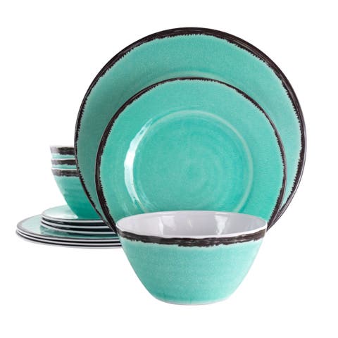 Azul Banquet 12 Piece Lightweight Melamine Dinnerware Set