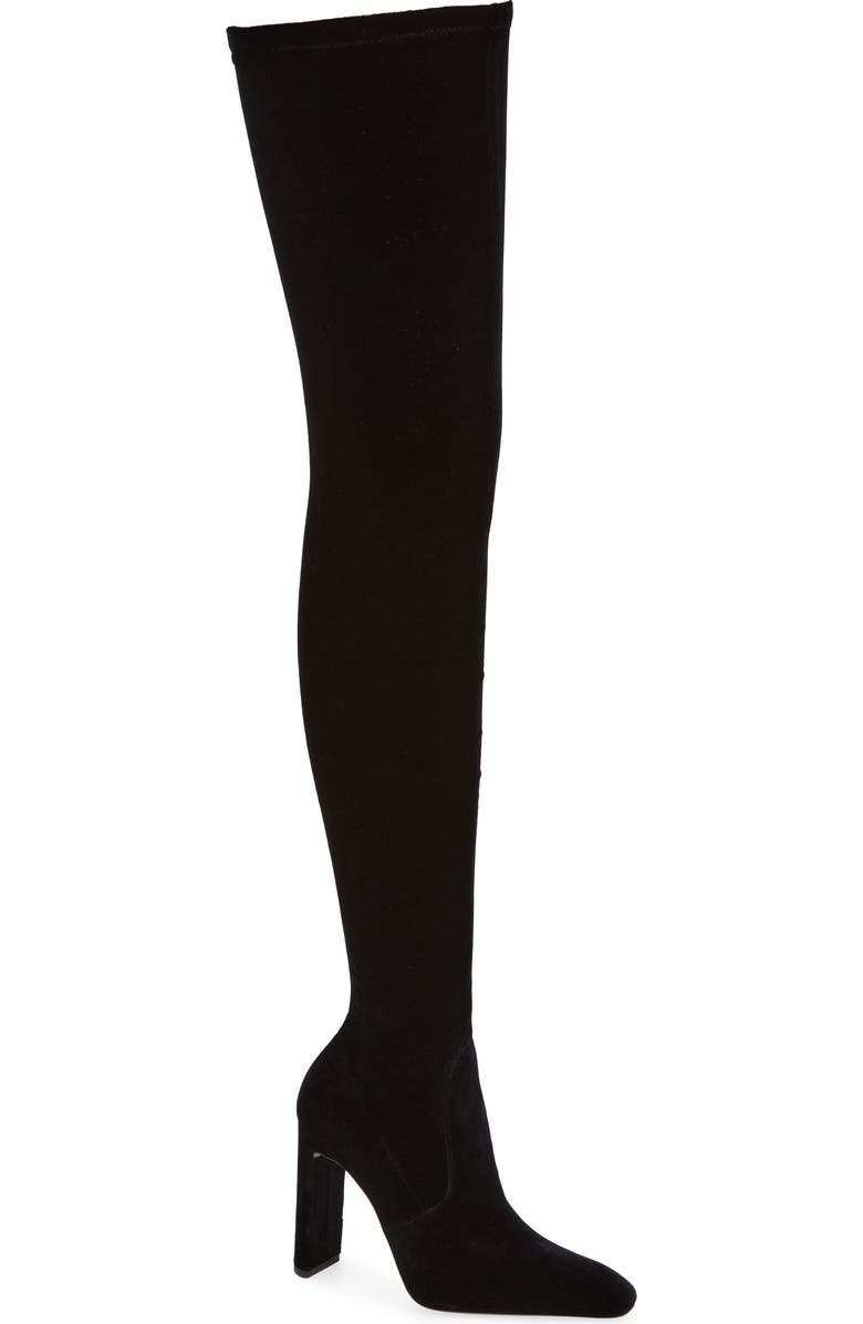 Saint Laurent Auteuil Over the Knee Stretch Velvet Boot, Main, color,