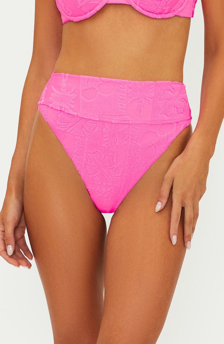 Beach Riot Highway High Waist Bikini Bottoms, Main, color, Strawberry