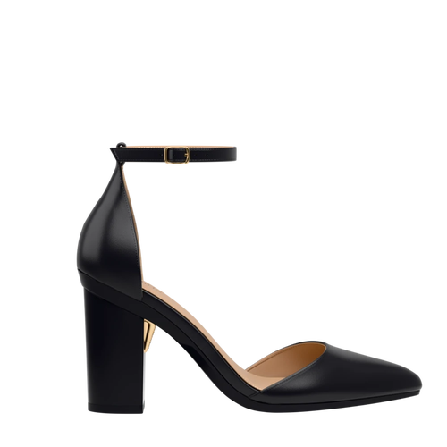 Pashion Footwear The D'orsay 4" Block Heel In Coal Leather