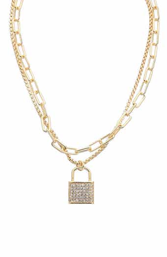 Juvell Pavé Lock Layered Necklace