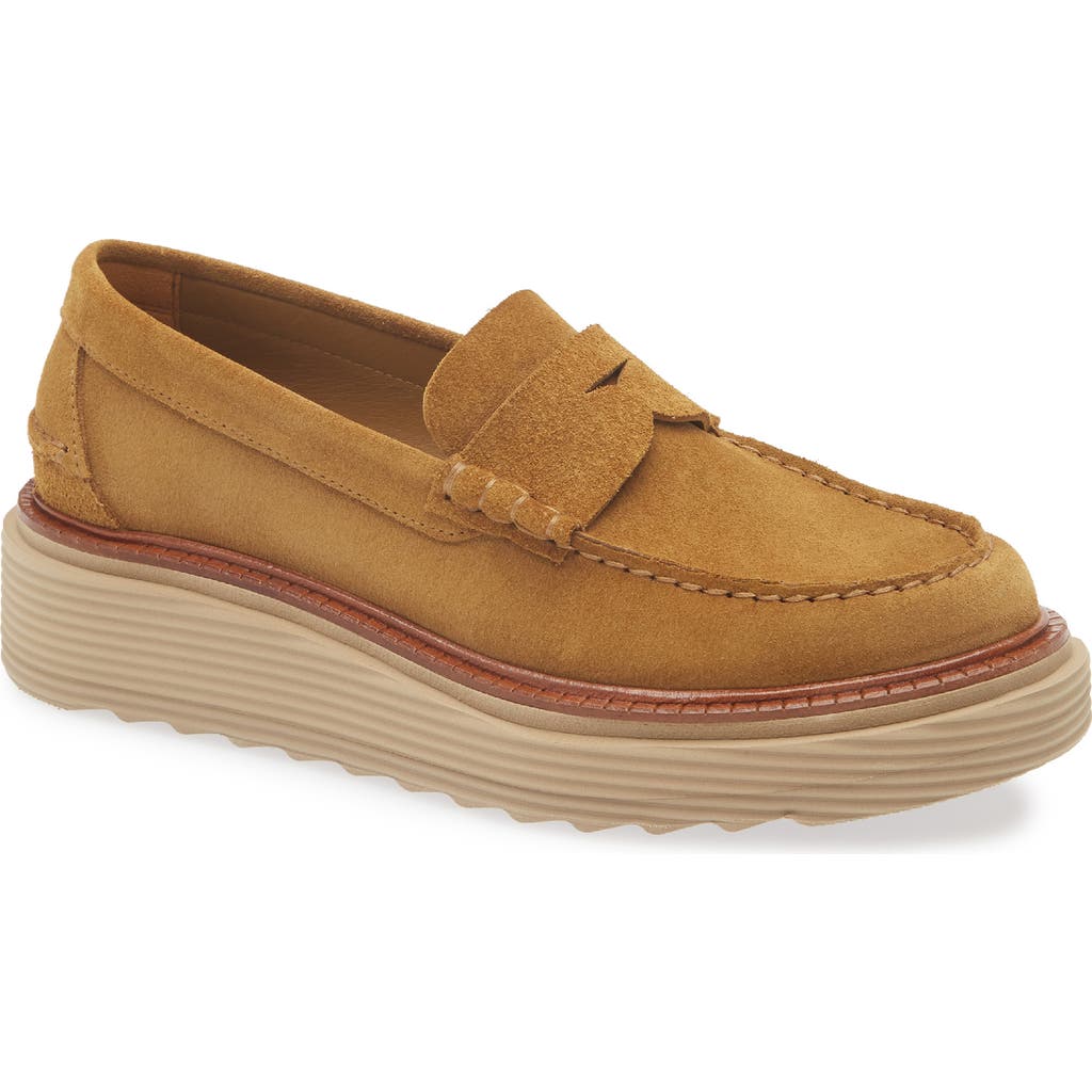 Pedro Garcia Sloan Platform Penny Loafer In Brown